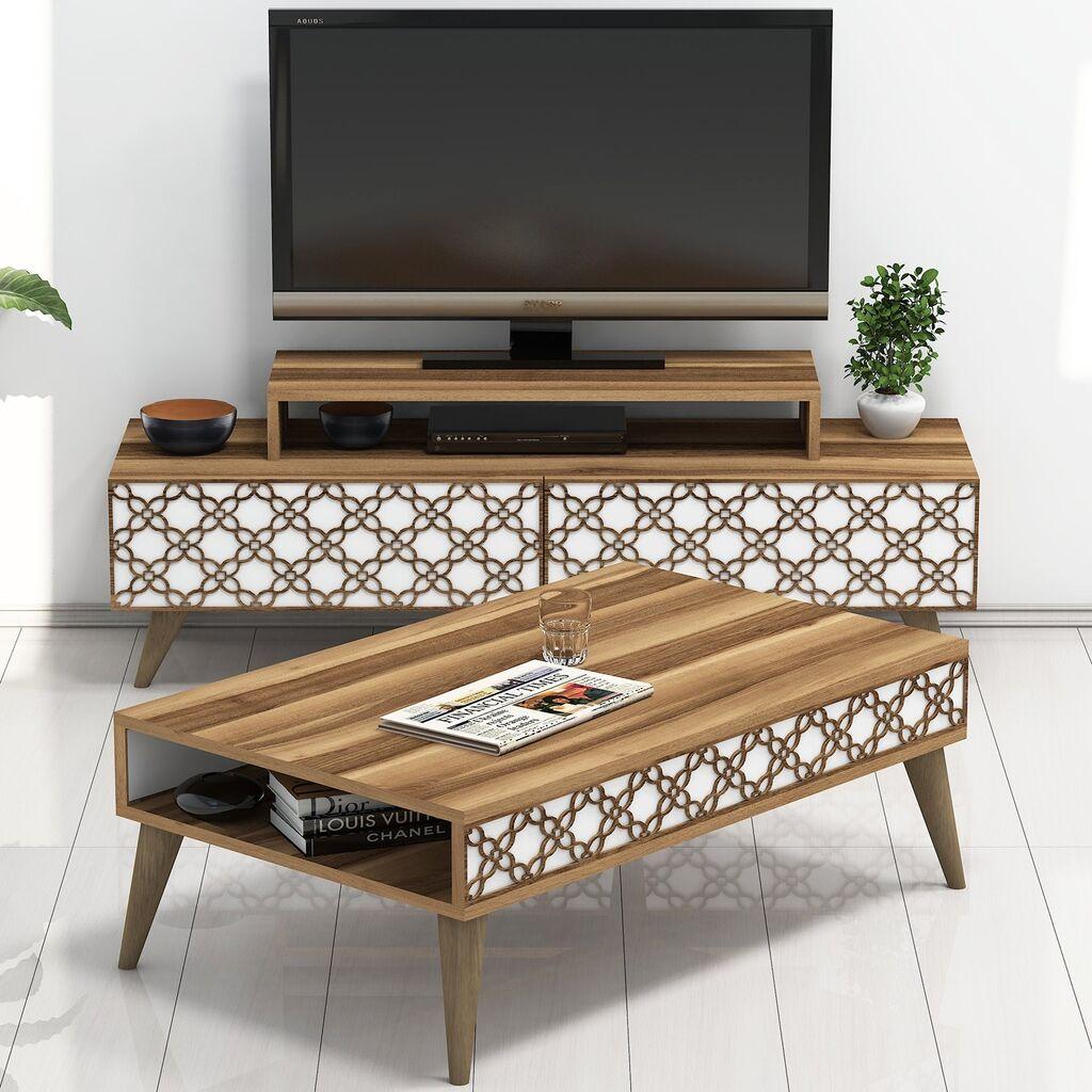 Hanah Home Set TV komoda i klub sto City, Orah-Bijeli