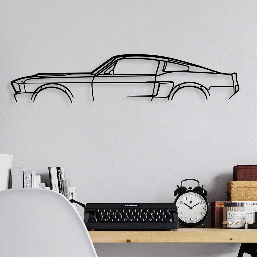 Wallity Zidna dekoracija 1967 Ford Mustang Shelby GT500 Silueta, 70x15cm, Crna