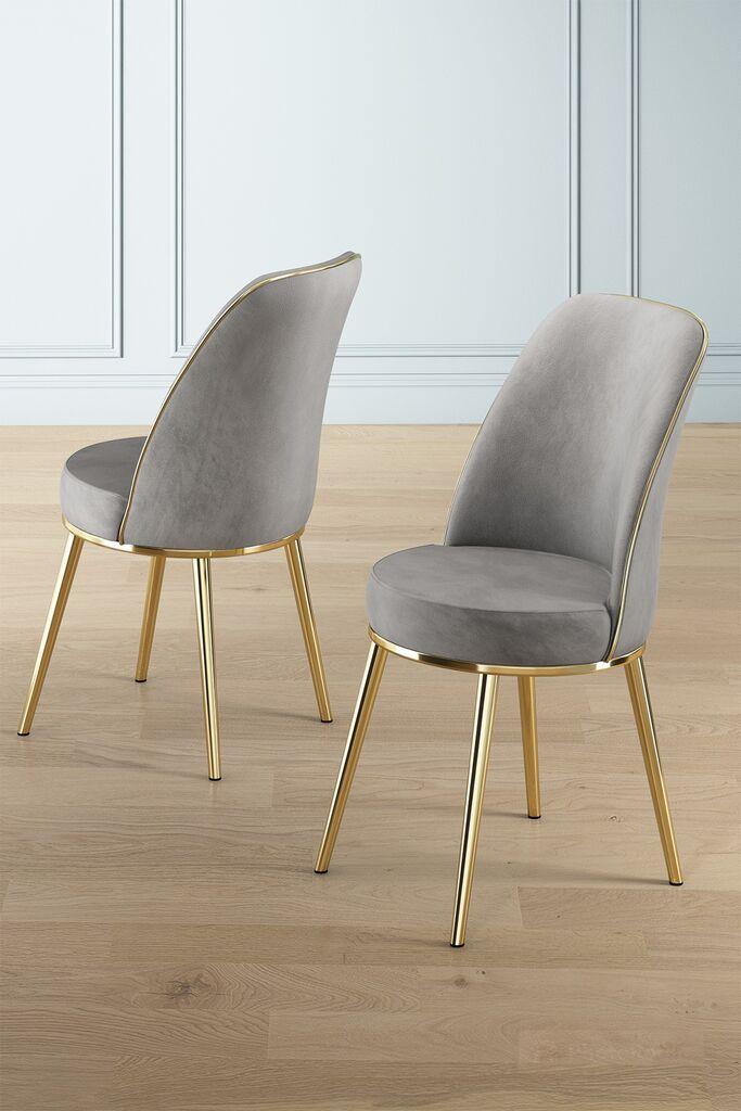 Hanah Home Pefa set stolica, 45x91x42 cm, 4 dijela, zlatno-siva boja