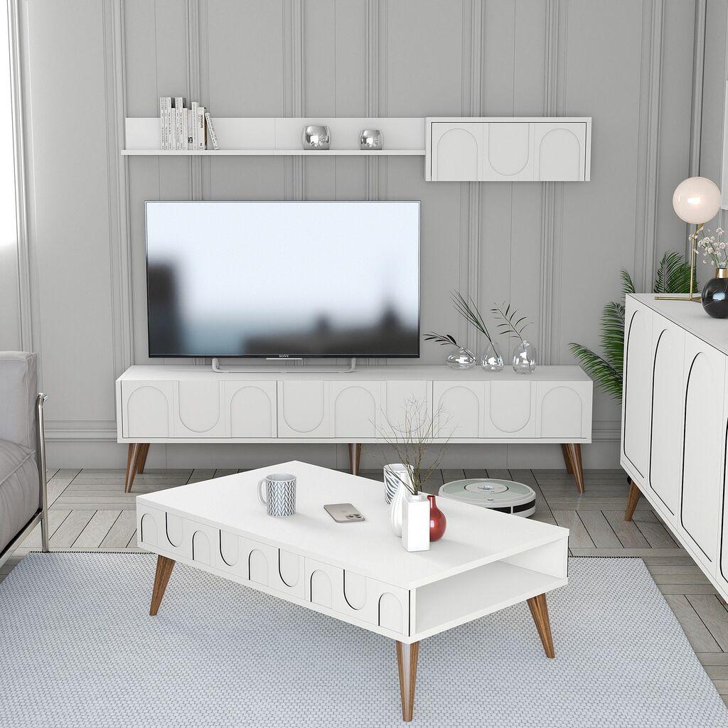 Hanah Home Set TV komoda i klub sto Lyon 3, 4 komada, Bijeli