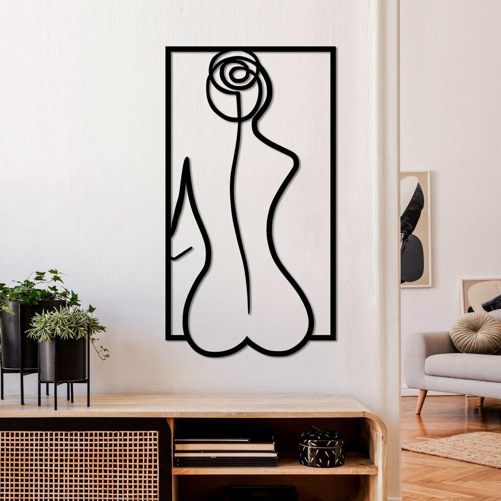 Wallity Zidna dekoracija Ruža Silueta - L, 70 x 38 cm, Crna