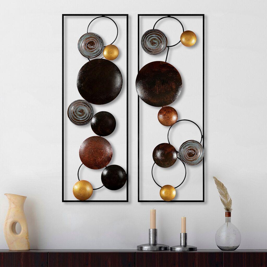 Wallity Set zidnih ukrasa Teksturirani-3, 32x92x4 cm 2 komada, Šareni