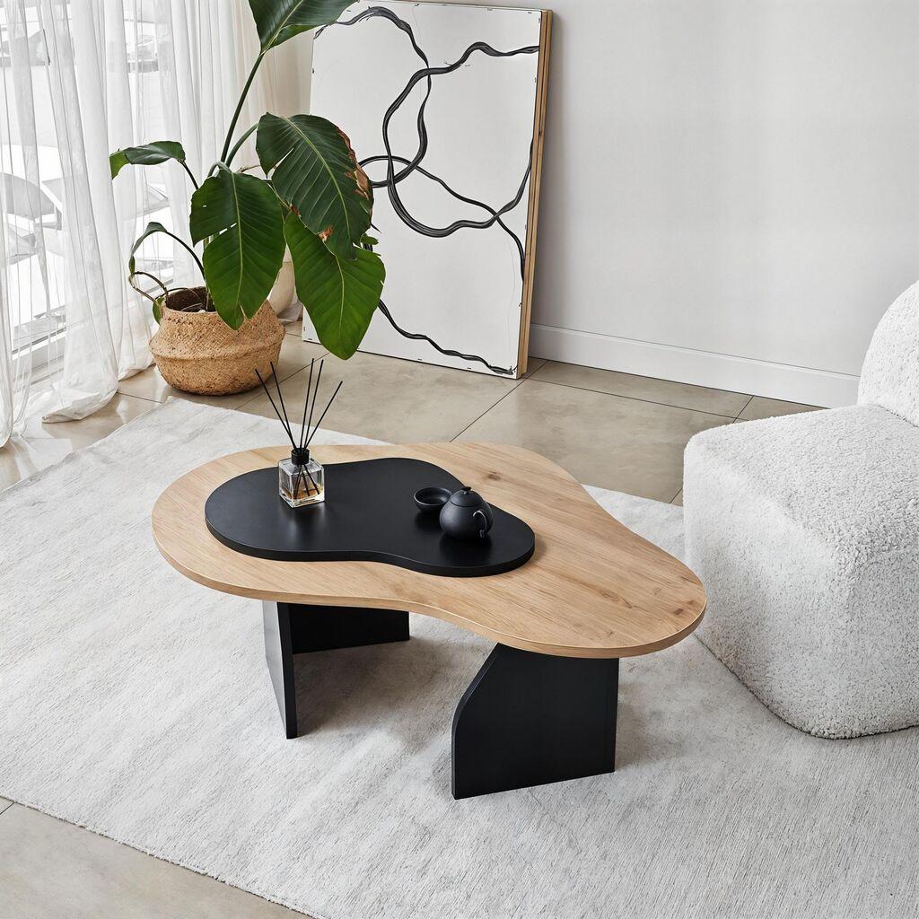 Hanah Home Club sto Melted, 105x35x65 cm, Bež-crni