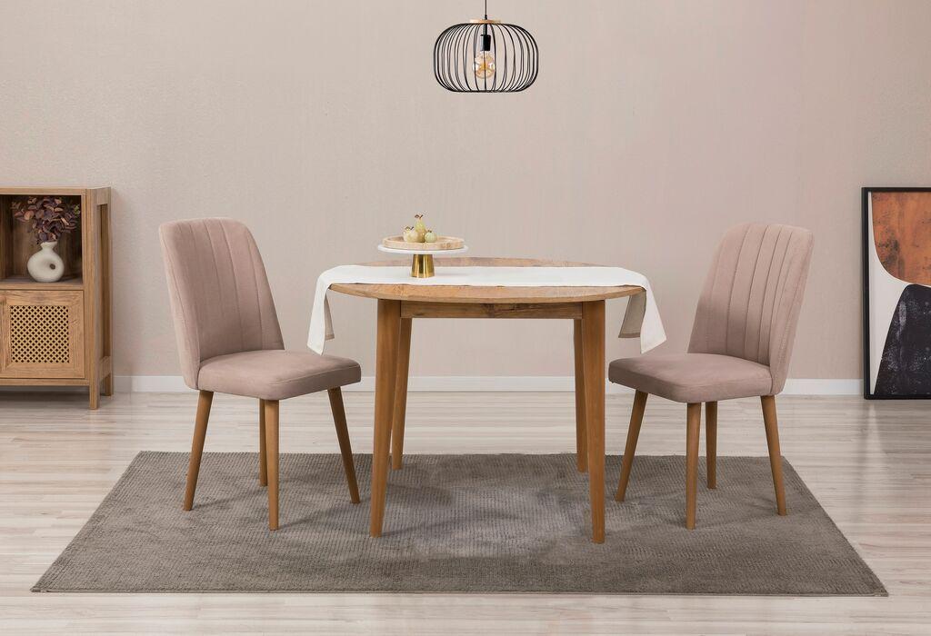 Hanah Home Set Trpezarijski sto i 2 trpezarijske stolice Vina 0900, Hrast