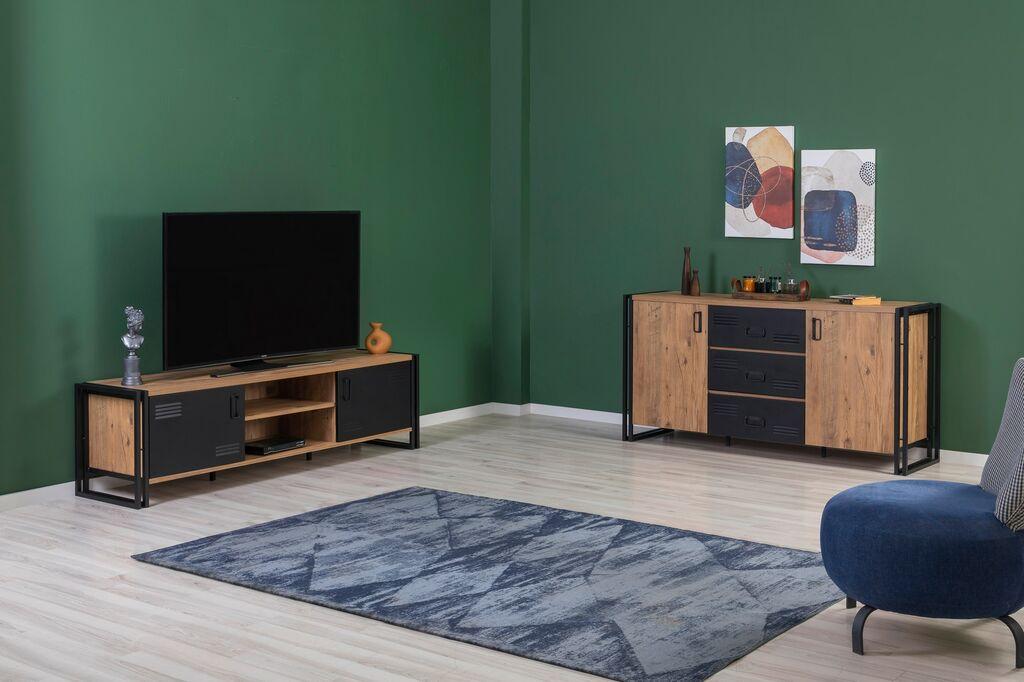 Hanah Home Cosmo 22 Set namještaja za dnevni boravak, smeđe-crni