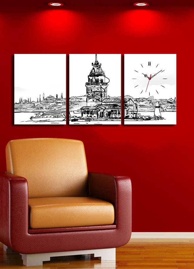 Zidni sat Wallity 3P3040CS-50, 96x40 cm, 3 dijela