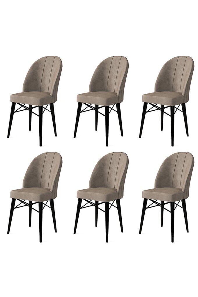 Hanah Home Ritim set stolica, 44x96x42 cm, 6 dijelova, crno-smeđa