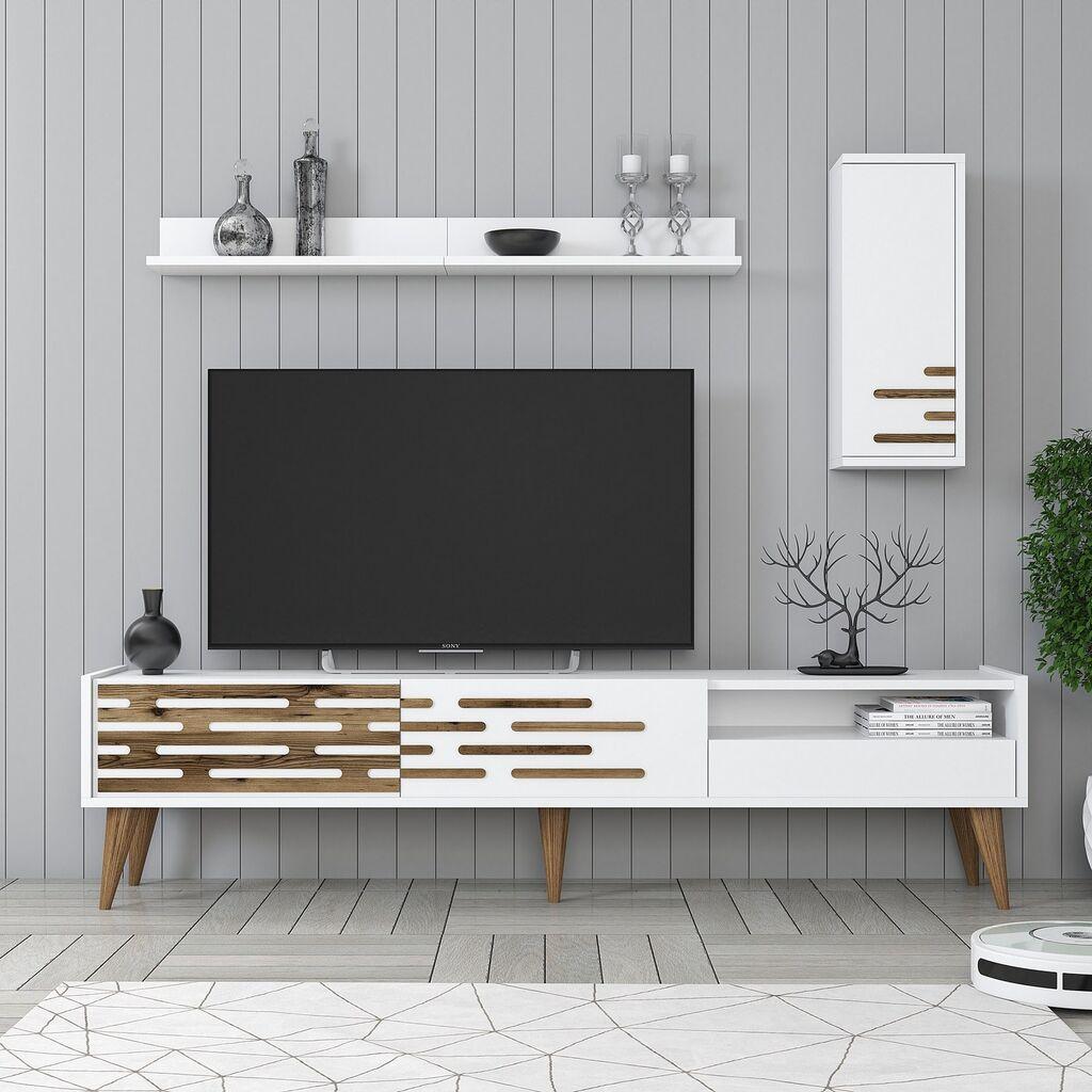 Hanah Home TV ormarić s policama Valensiya, 180 cm, Bijeli