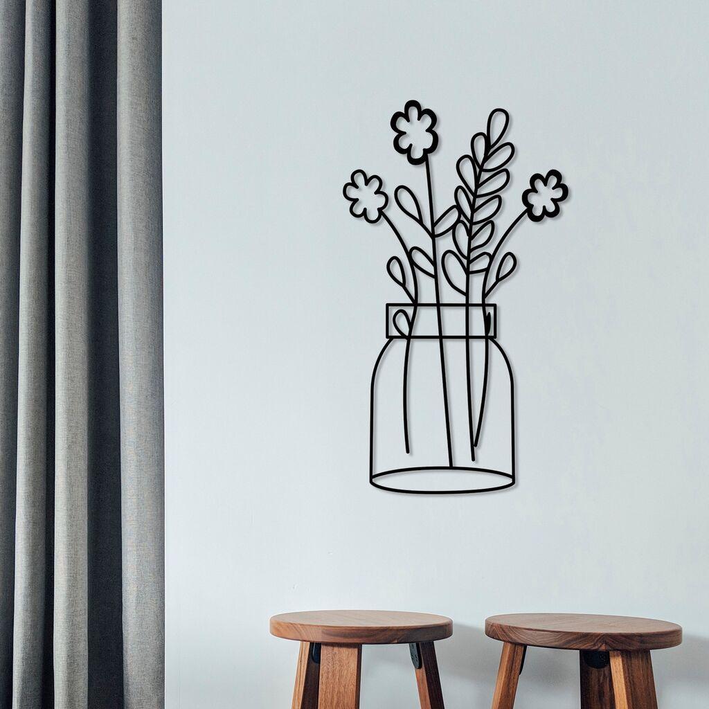 Wallity Zidna dekoracija Cvijet 7, 40x70 cm, 1,5 mm, Crna
