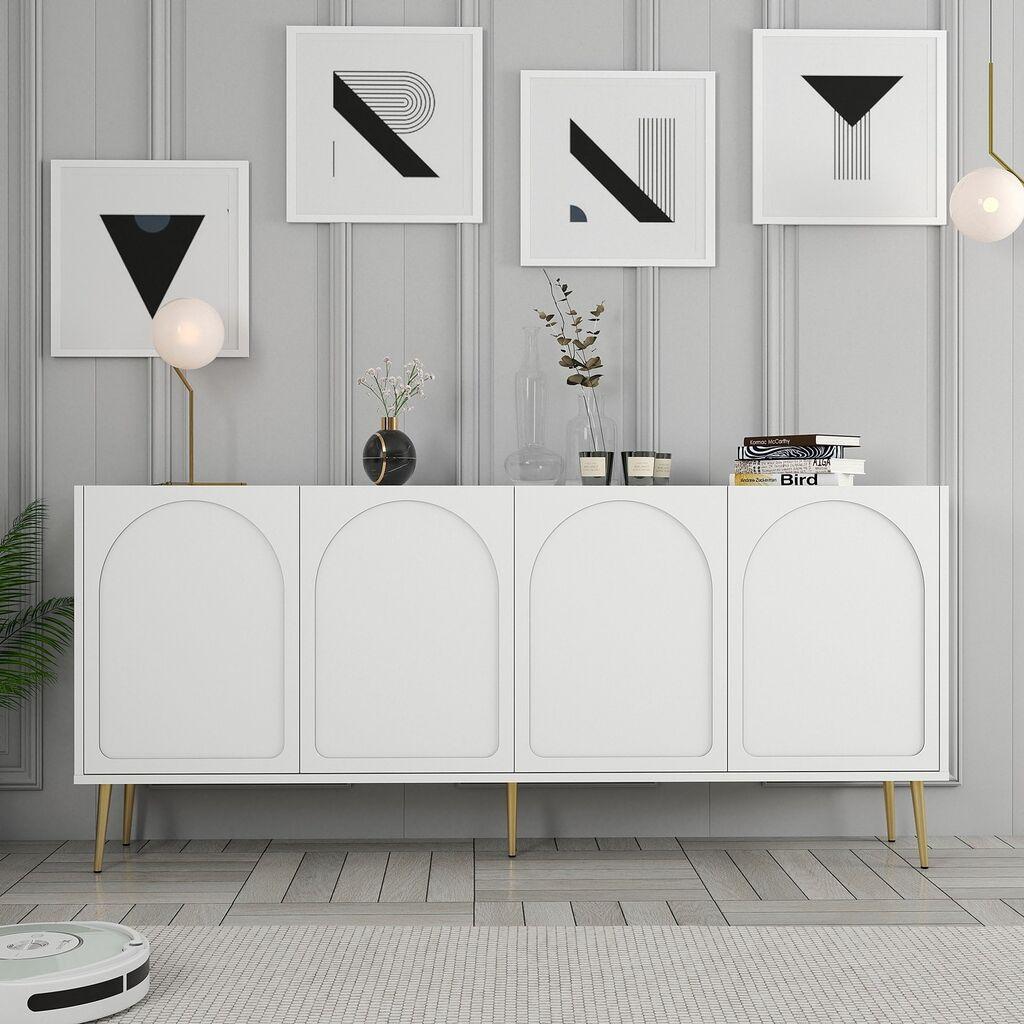 Hanah Kućna konzola Lyon 80, 180x80x35 cm, Bijelo-zlatna boja