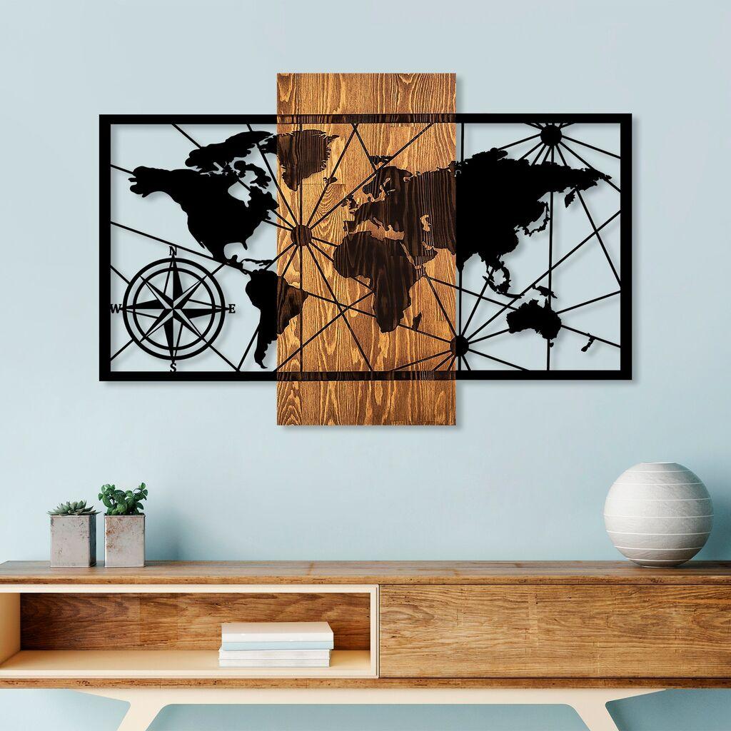 Wallity Zidna dekoracija Mapa svijeta 3 M, 84x57cm