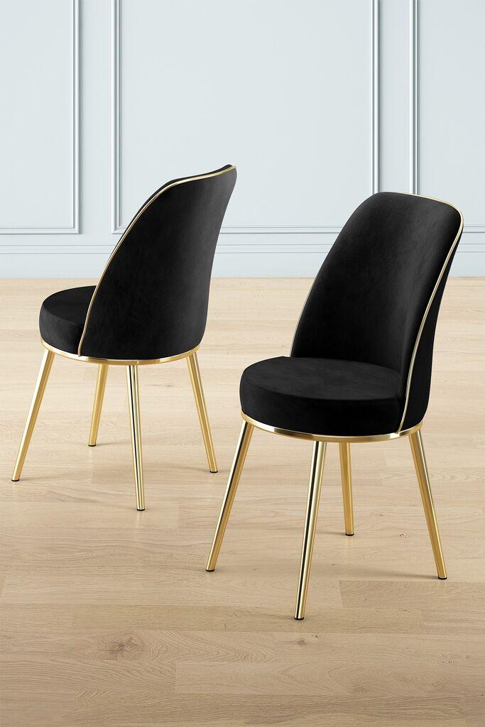 Hanah Home Pefa set stolica, 45x91x42 cm, 2 dijela, Crna i zlatna boja