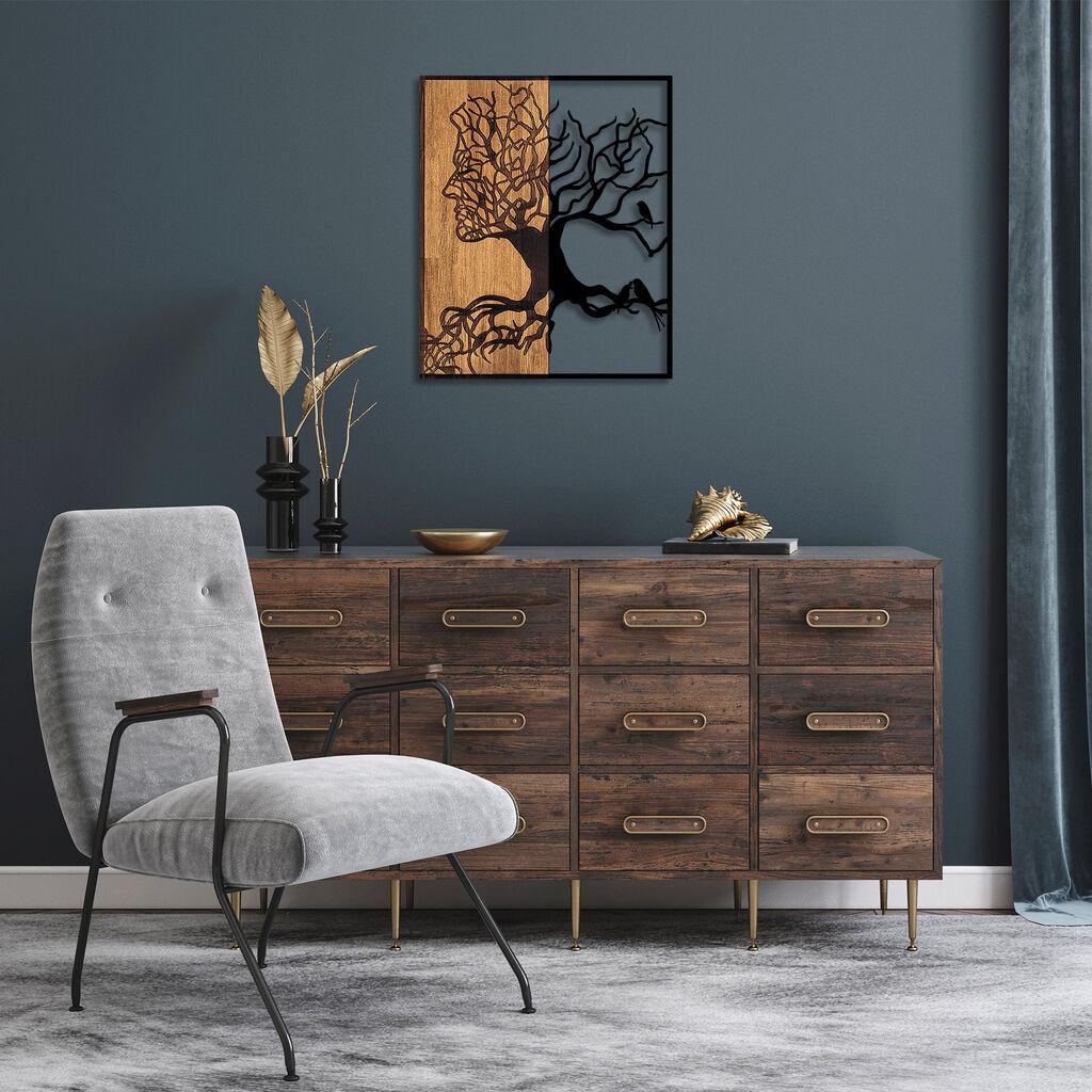 Wallity Zidna dekoracija Čovječuljak u obliku drveta - 291, 49 x 3 x 58 cm, Crna
