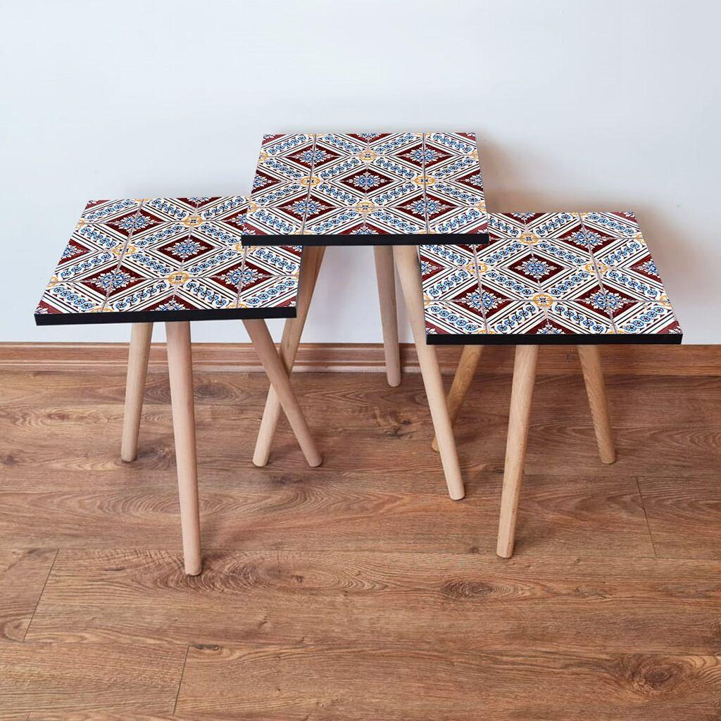 Hanah Home Set klub stolića 3Shp36, 3 dijela, Šareni