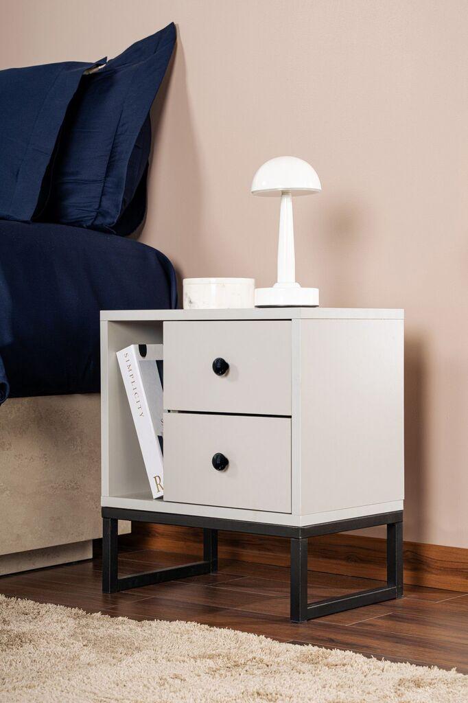 Hanah Home Noćni ormarić Glimmer, 45,2 x 50 x 29,5 cm, Svijetlosiva