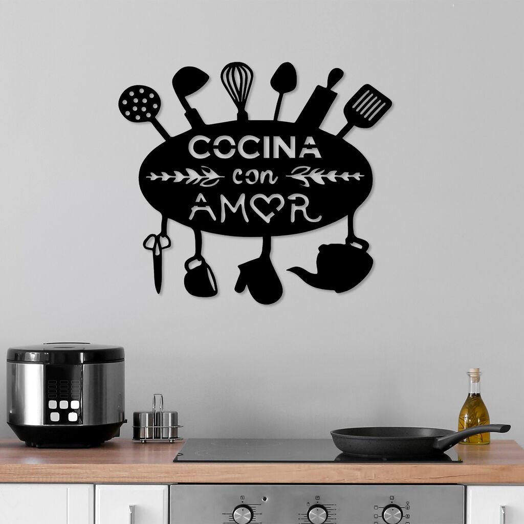 Wallity Zidna dekoracija Cocina Con Amor, 49x1,5x43 cm, 1,5 mm, Crna