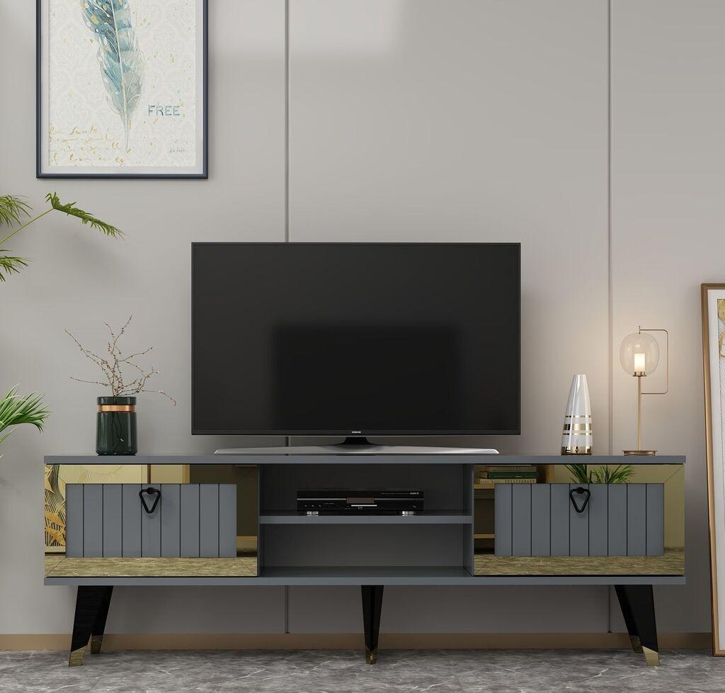 Hanah Kućni TV komoda Lidya, 150x45,6x30 cm, antracit-zlatna boja