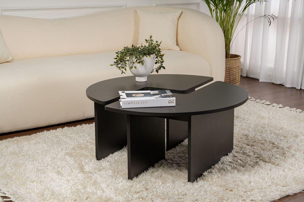 Nordure Klub sto Moira, O90x41cm, Crni