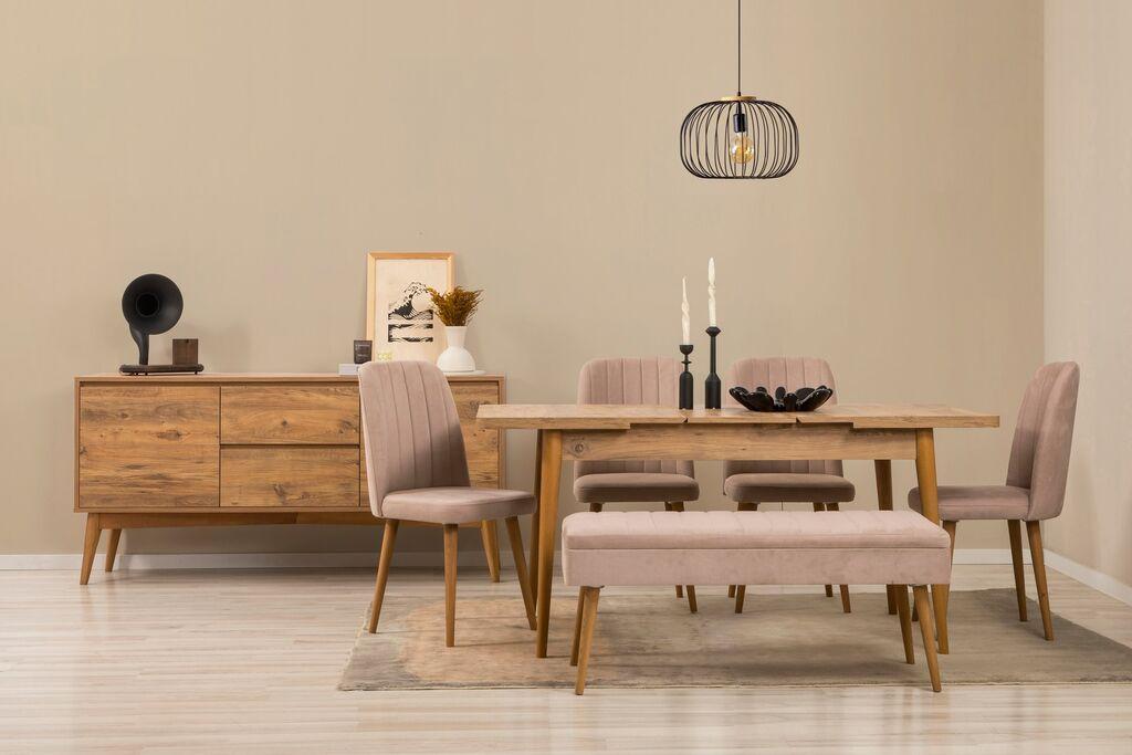 Hanah Home Trpezarijski set Vina klupa 03 0900, 7 dijelova, bež