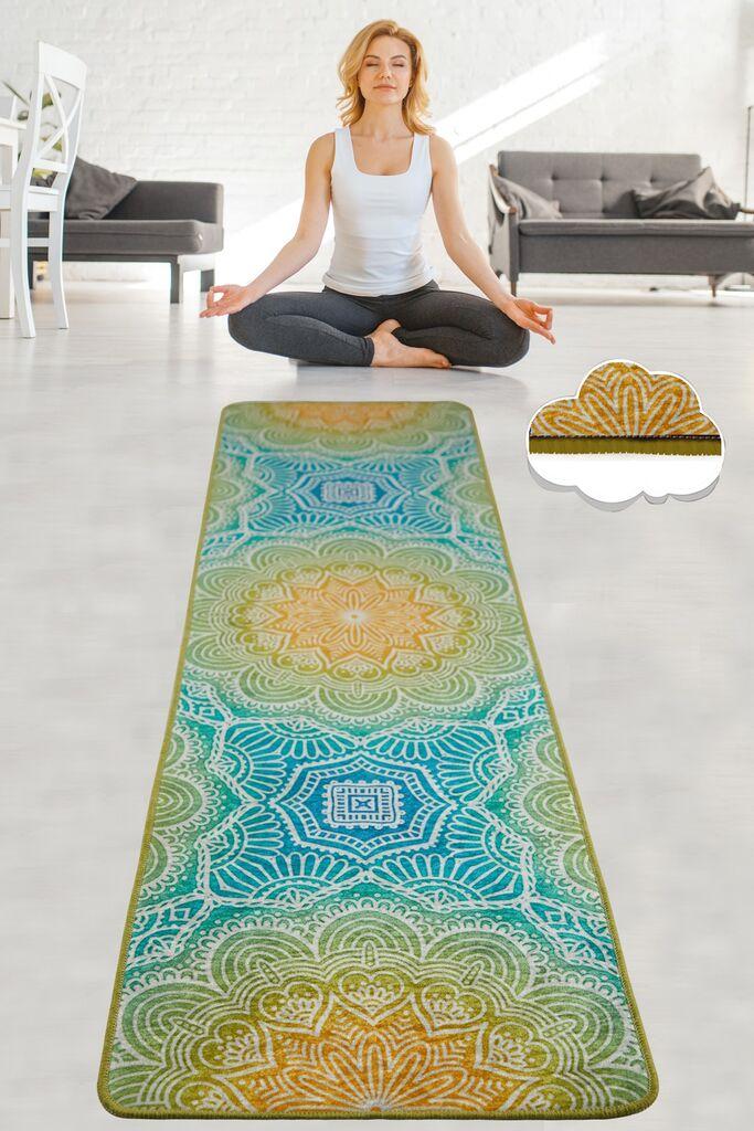 Vitalna i živahna pozitivna prostirka za jogu, 60x200cm, šarena