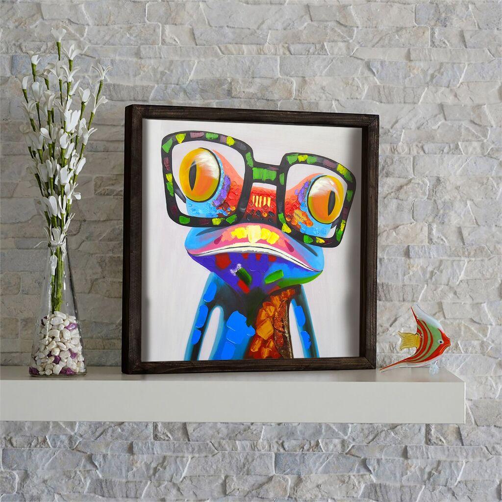 Wallity Slika šarene žabe s okvirom 33x33 cm