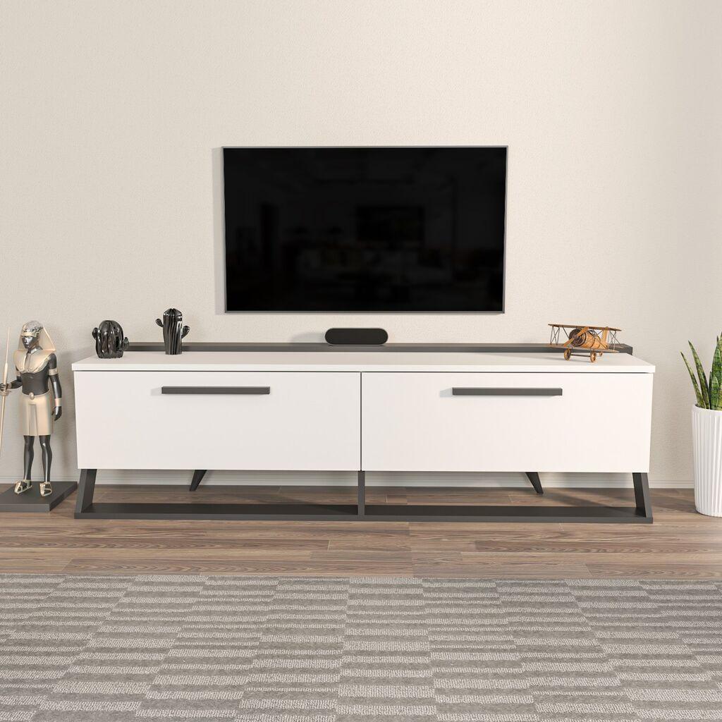 Hanah Home TV komoda Astrid, 163,8x46,8x36,6 cm, Bijelo-Crna