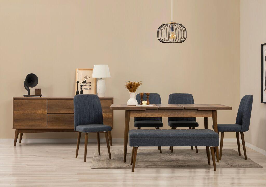 Hanah Home Trpezarijski set Vina 03 1048, 7 dijelova, Tamno siva