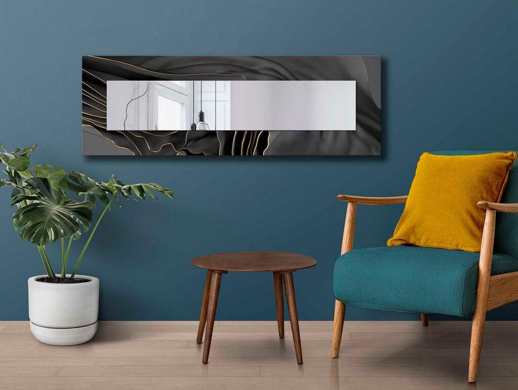 Wallity Dekorativno ogledalo 40120NISMA-016, 40x120 cm, Sivo-zlatna
