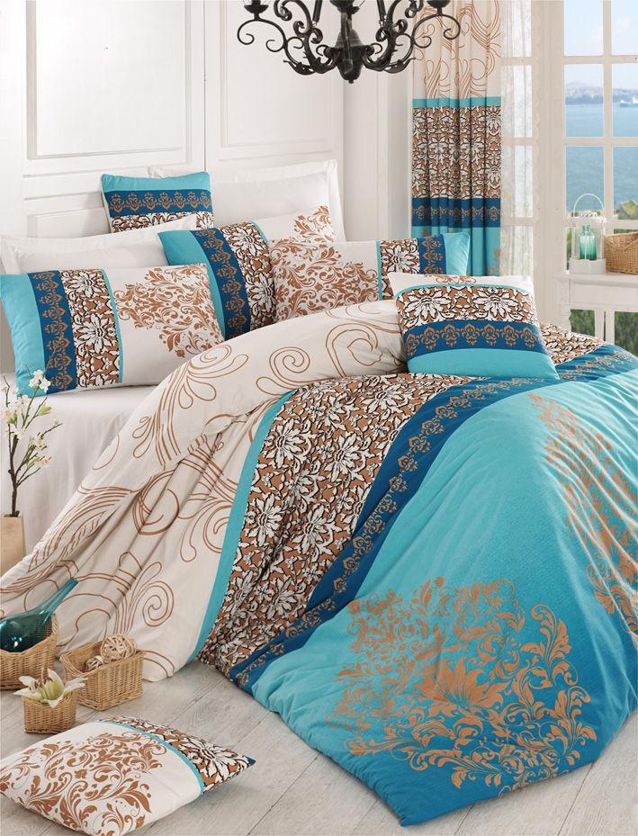 L'Essentiel Maison Ranforce set posteljine Katre, 200x220cm, tirkizno-bež