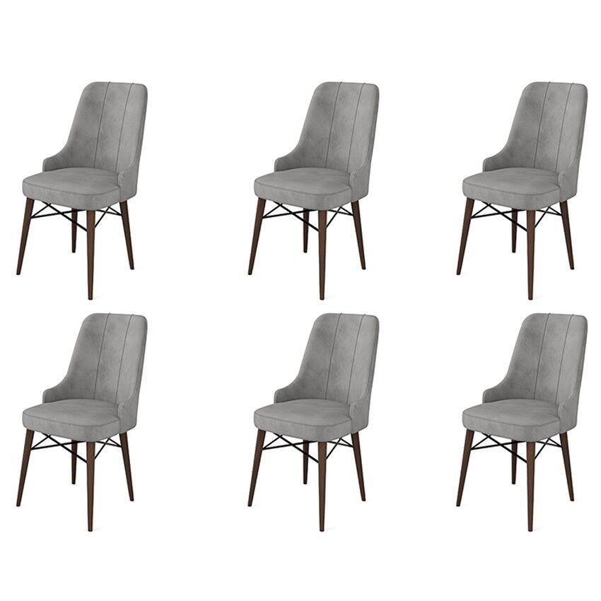 Hanah Home Pare set stolica, 46x94x46 cm, 6 dijelova, Smeđe-siva