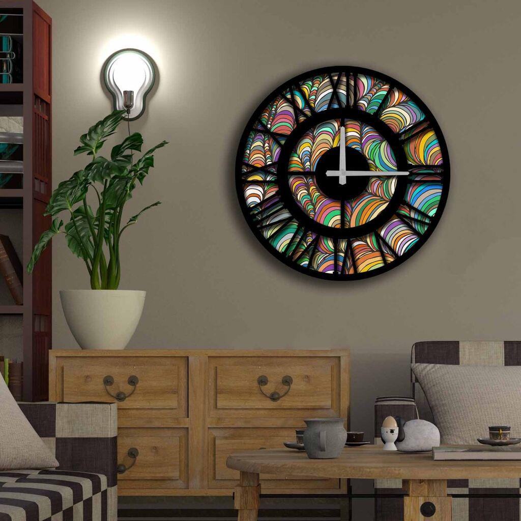 Zidni sat Wallity MDF 50cm šareni