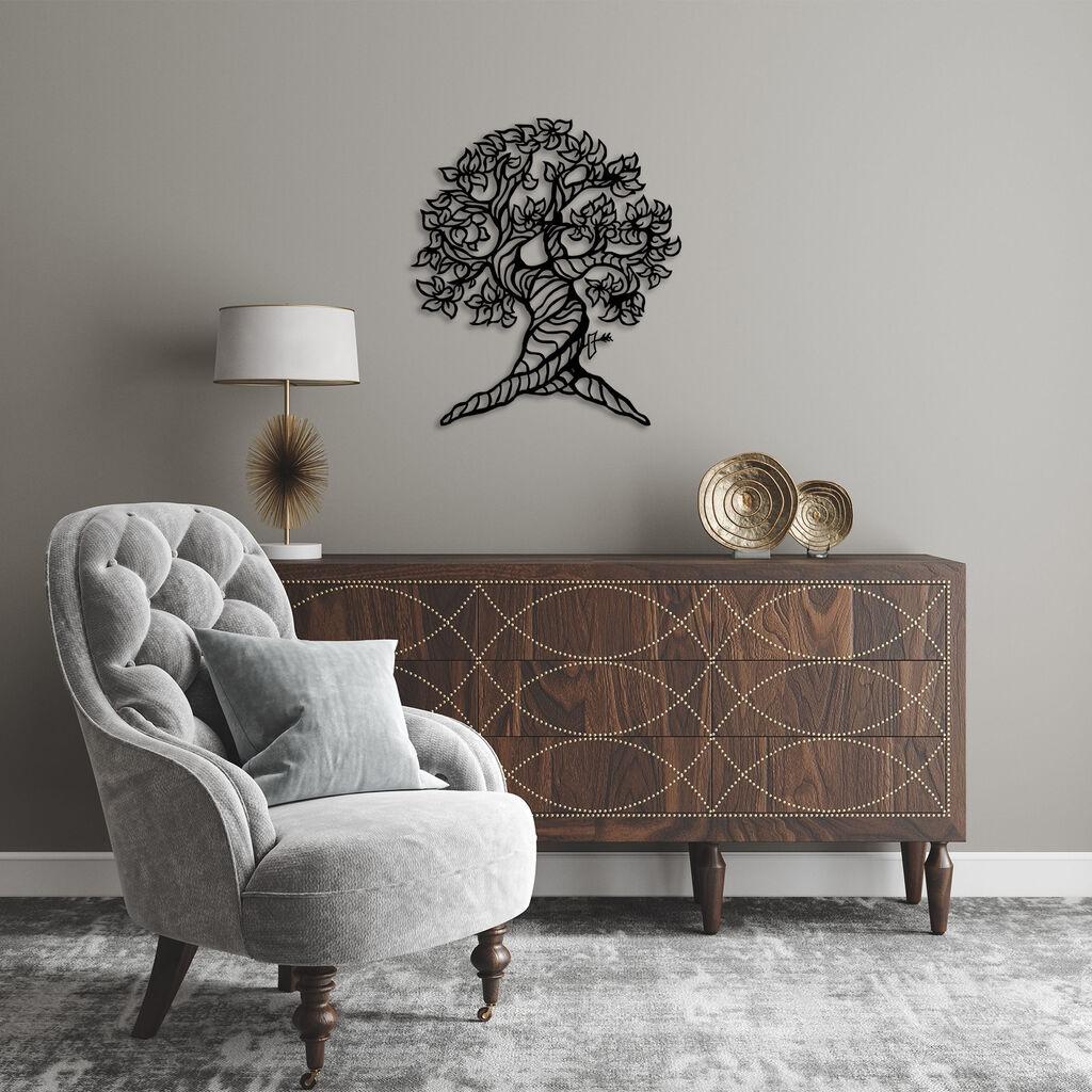Wallity Zidna dekoracija Monumentalno drvo - 275, 62 x 70 cm, Crna