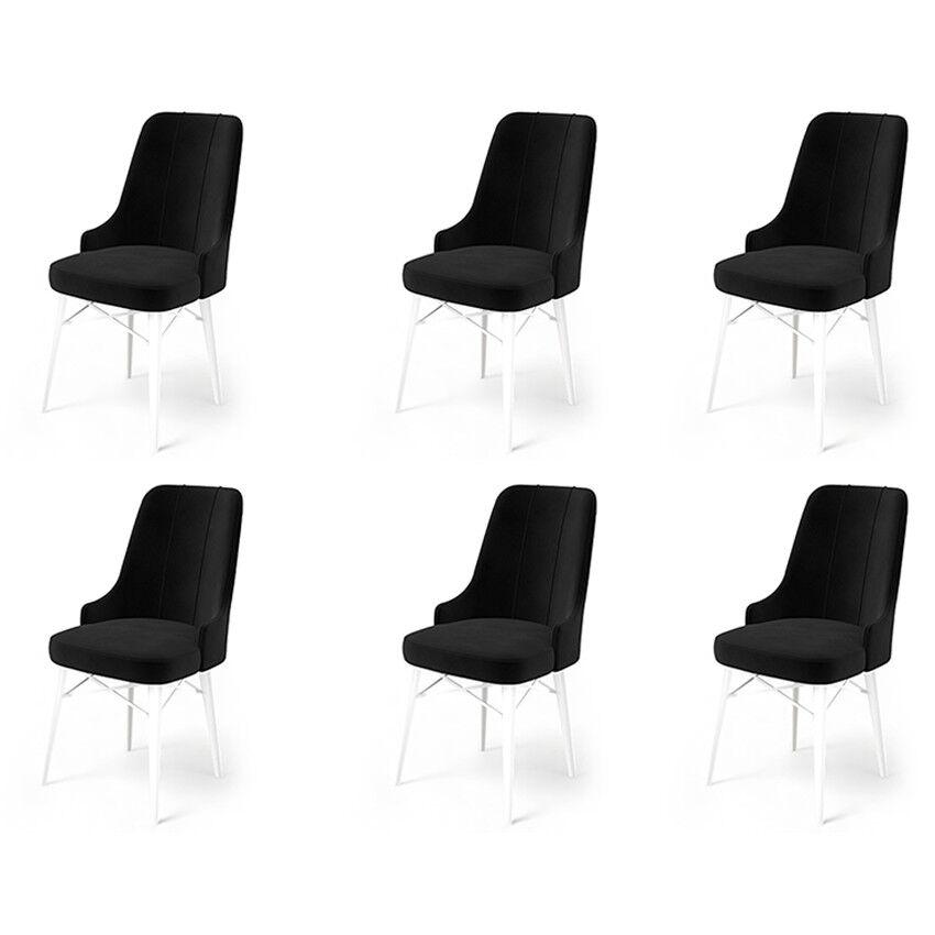 Hanah Home Pare set stolica, 46x94x46 cm, 6 dijelova, Bijelo-crna