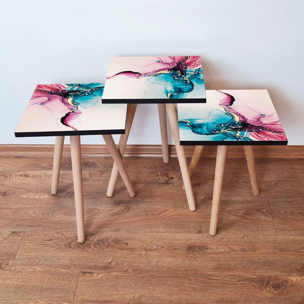Hanah Home set stolića za kafu 3Shp102, 3 dijela, šareni
