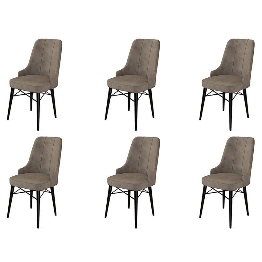 Hanah Home Pare set stolica, 46x94x46 cm, 6 dijelova, crno-smeđa