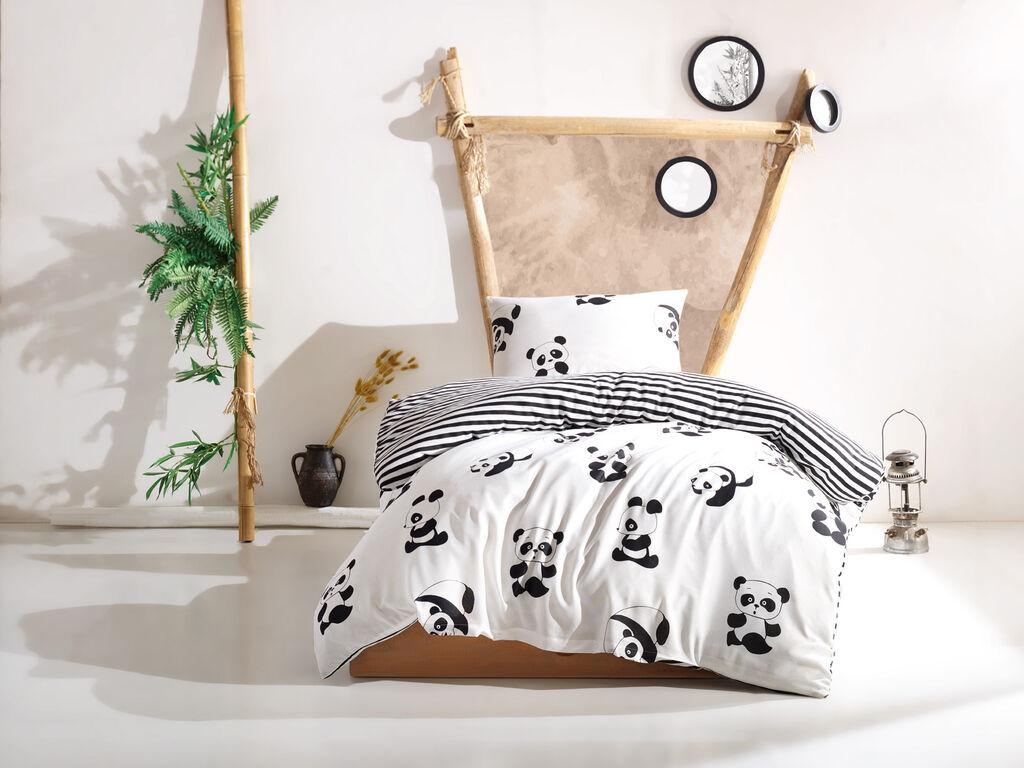 L'essentiel Maison set posteljine Panda, 160x220cm, bijela