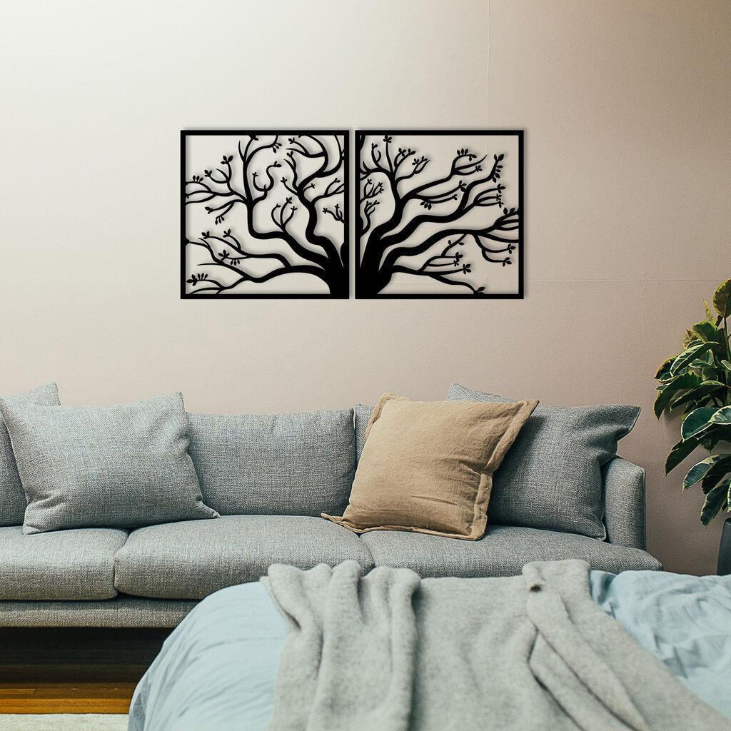 Wallity Zidna dekoracija Drvo, 100x50 cm, 1,2 mm, Crna