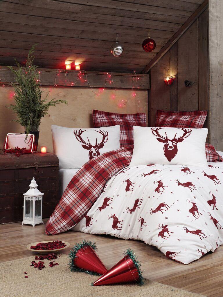 L'essentiel Maison Double Geyik set posteljine, 200x220 cm, bijelo-crvena