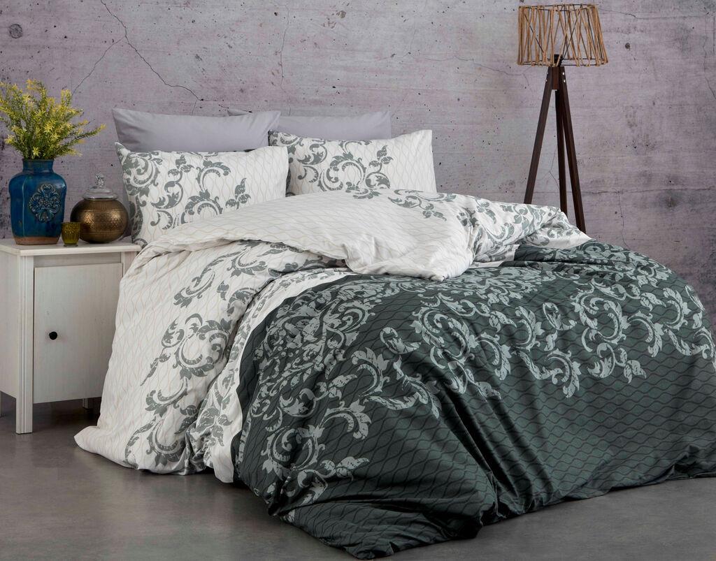 L'essentiel Maison set posteljine Lucca, 160x220 cm, bež-maslinasta