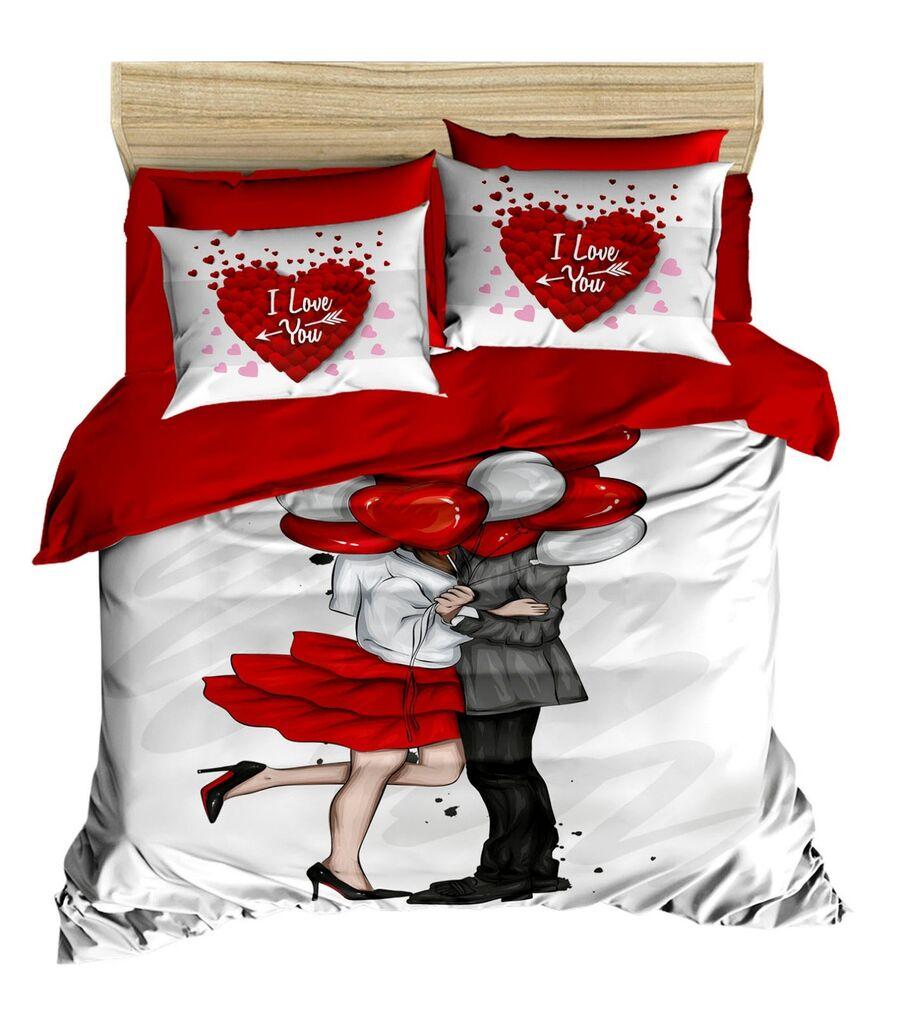 L'essentiel Maison set posteljine 154, 200x220cm, bijelo-crvena