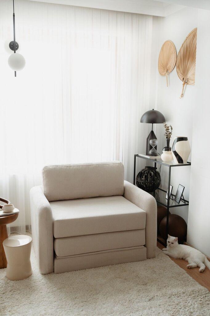 Atelier del Sofa Fotelja na razvlačenje Nest, 110x77x83 cm, Krem