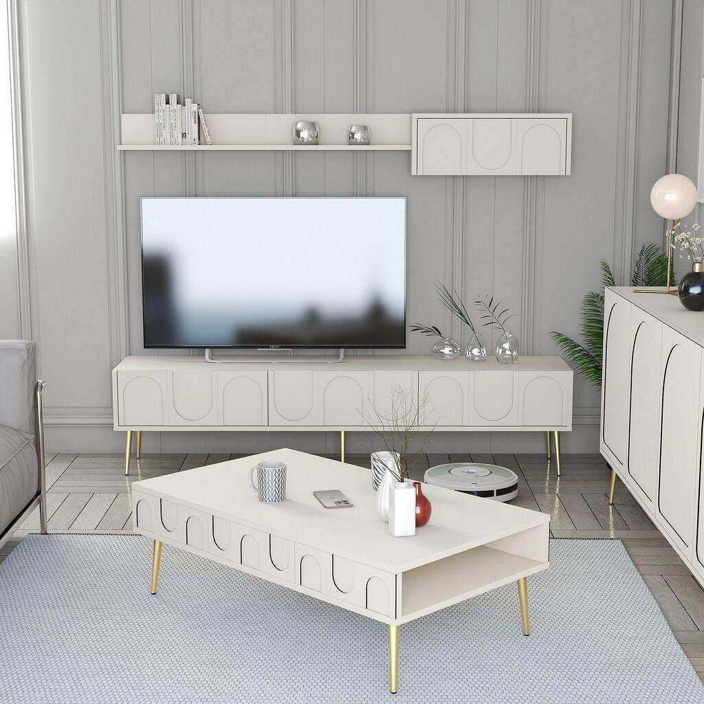 Hanah Home Set TV ormarić i klub stolić Lyon 3, 4 dijela, krem