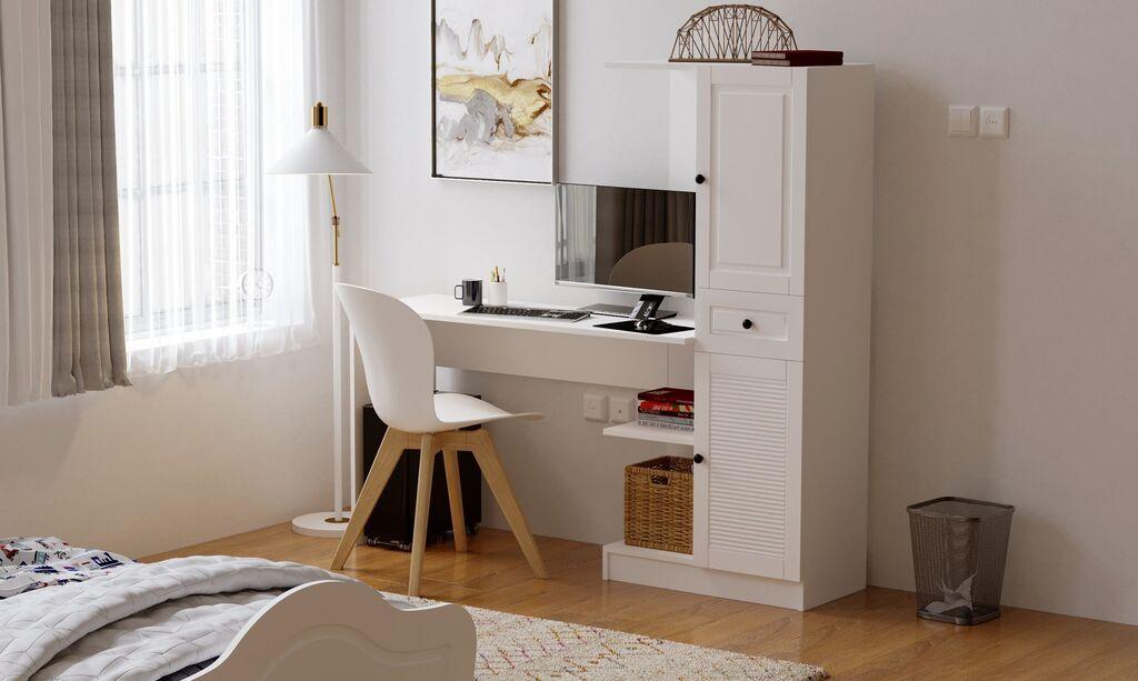 Hanah Home Set radni sto sa policom za knjige Rb-116, Bijela