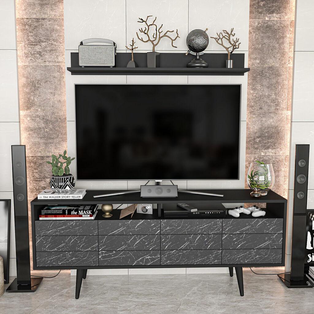 Hanah Home TV ormarić Ola, 160x35x64,5 cm, Crni
