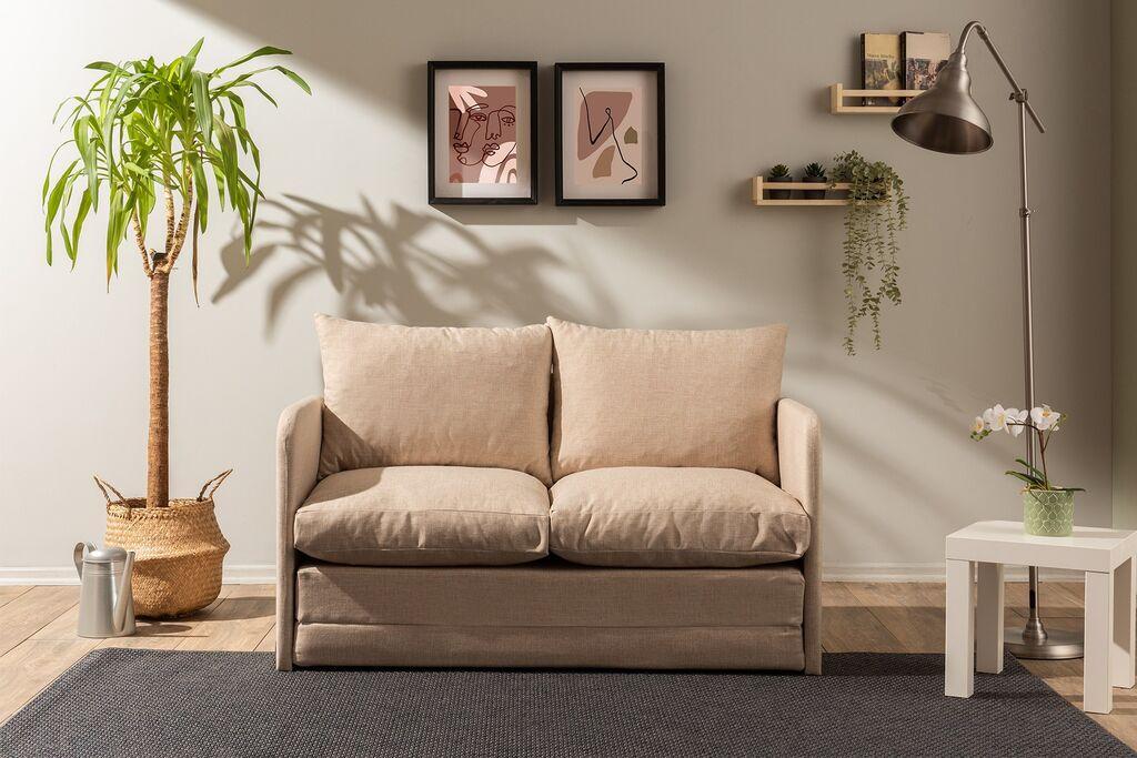 Atelier del Sofa Dvosjed na razvlačenje Saga, 128 x 70 x 66 cm, Bež