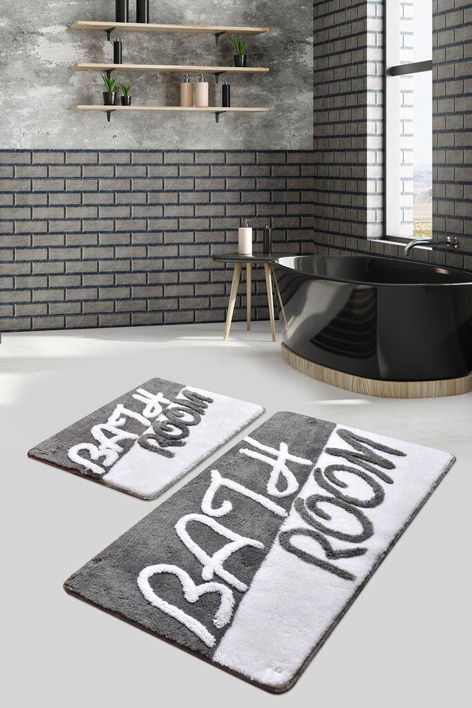 L'essentiel Maison Set od 2 tepiha za kupatilo, sivo-bijele boje