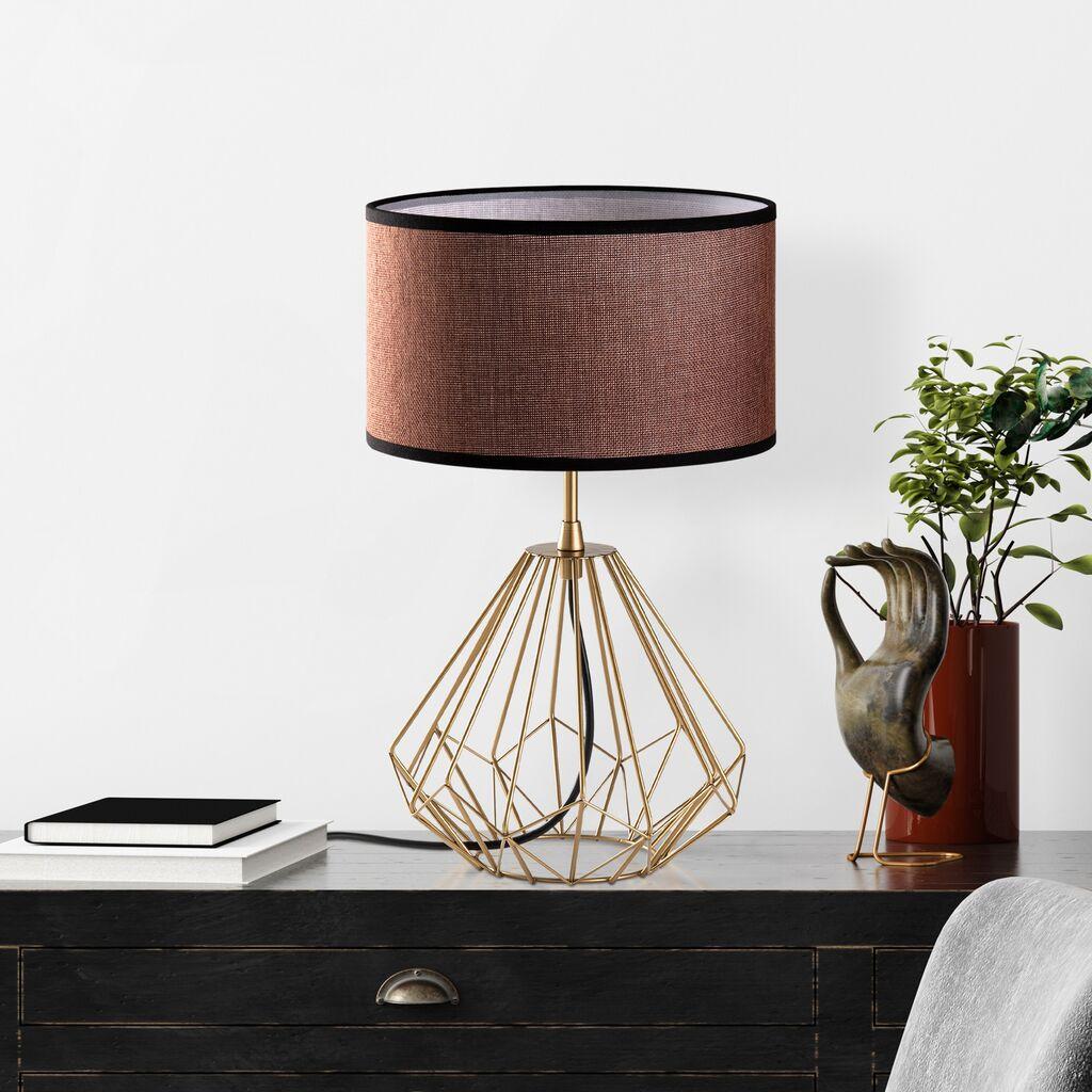 Opviq Stona lampa Diamond-S-713, 25x25x43 cm, IP20, Smeđe-zlatna boja