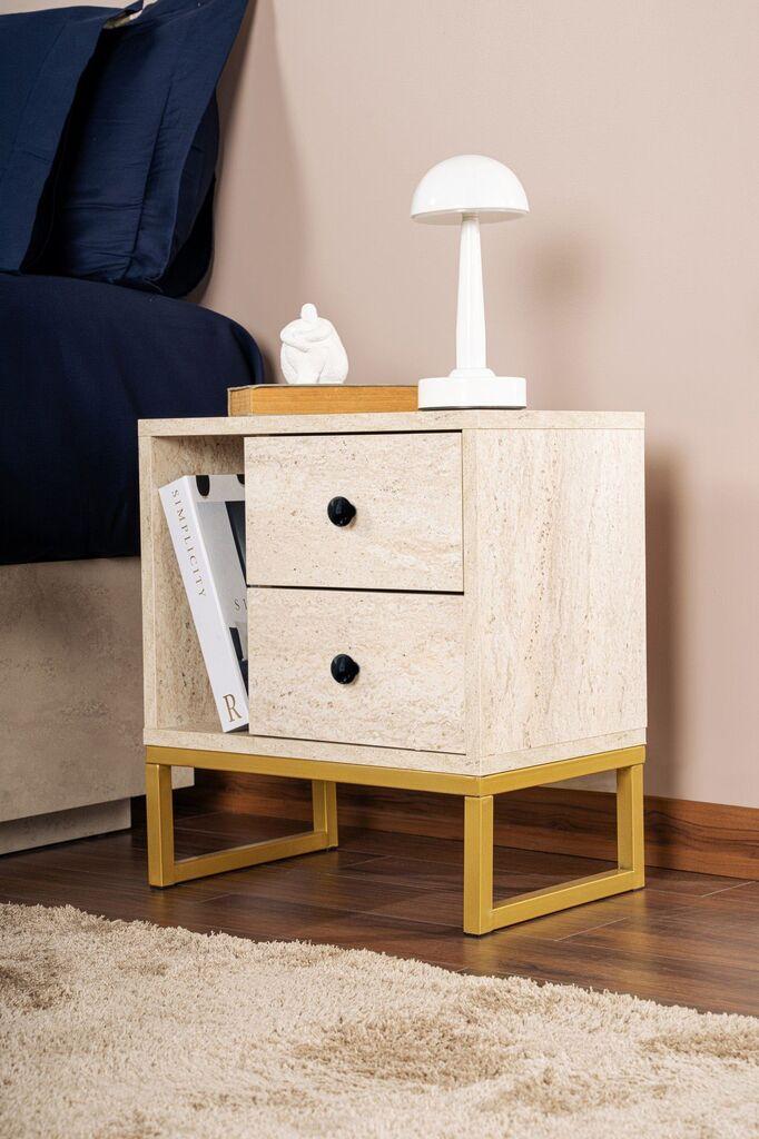 Hanah Home noćni ormarić Glimmer, 45,2 x 50 x 29,5 cm, krem