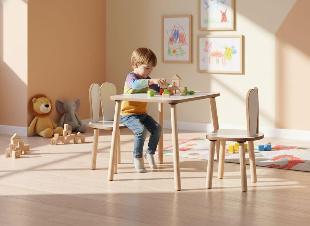 Hanah Home Set dječji stol i stolice Zeko, bijela