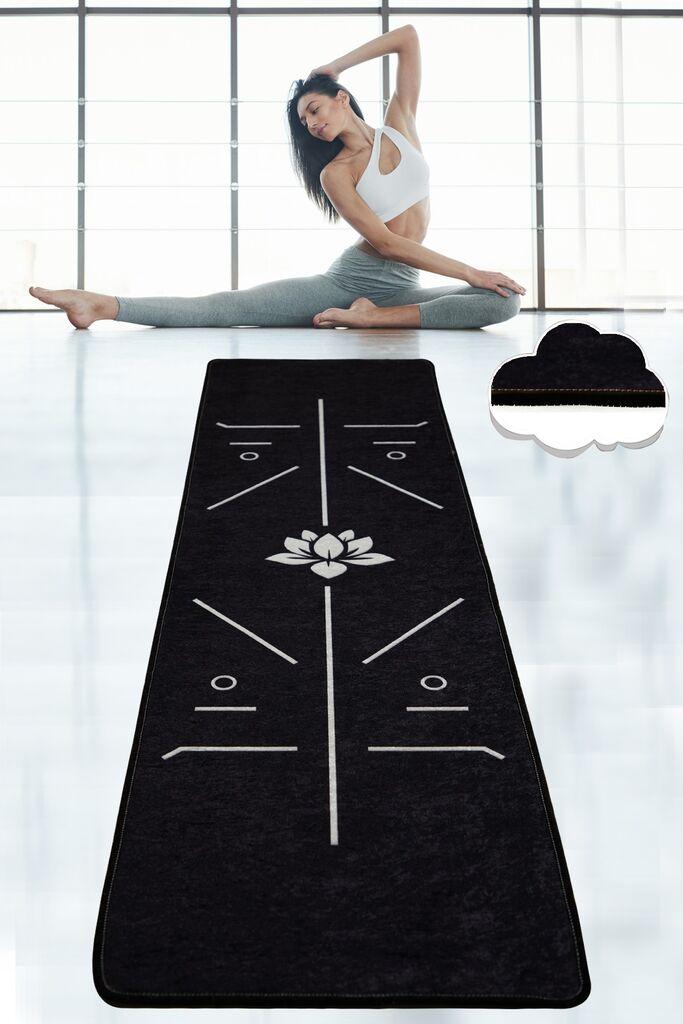 Vitalna i živahna Bikram prostirka za jogu - Crna, 60x200cm, Crno-bijela